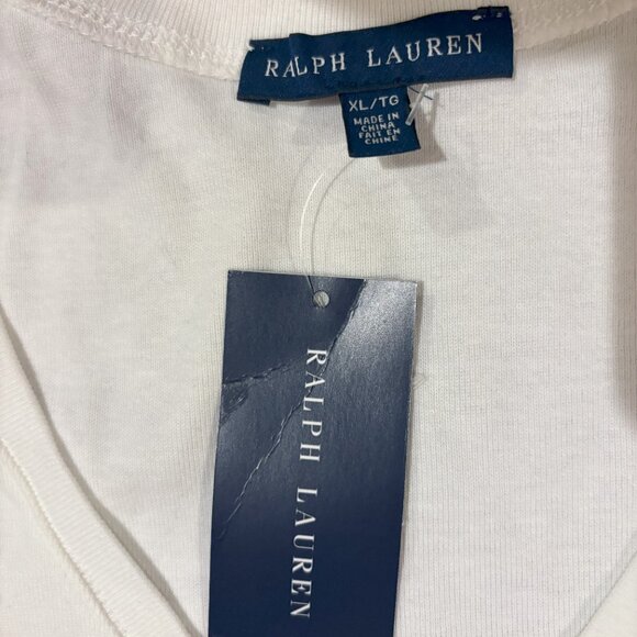 Polo Ralph Lauren Classic V-Neck T-Shirt – White with Purple Pony Logo - Picture 4 of 5